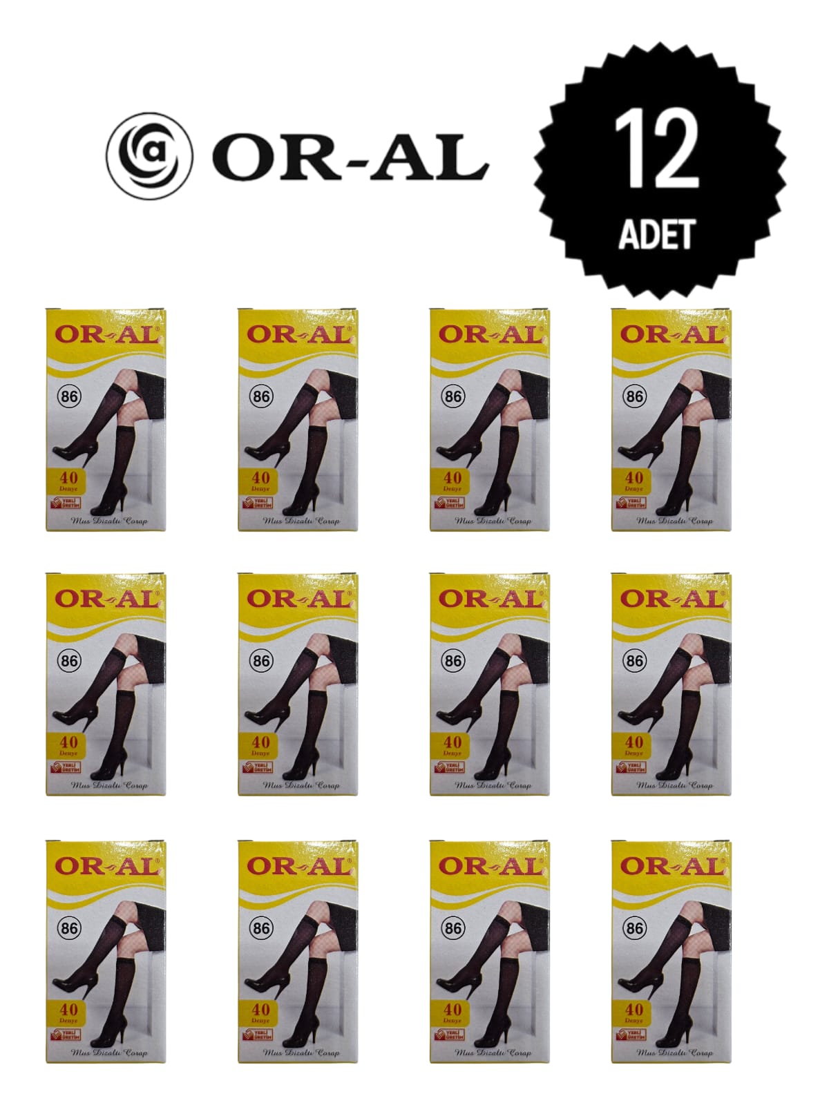 Oral Kadın Dizaltı Çorap 40 Denye Orta Kalın (Sarı Kutu) 86 Vizon Rengi 12'li Paket
