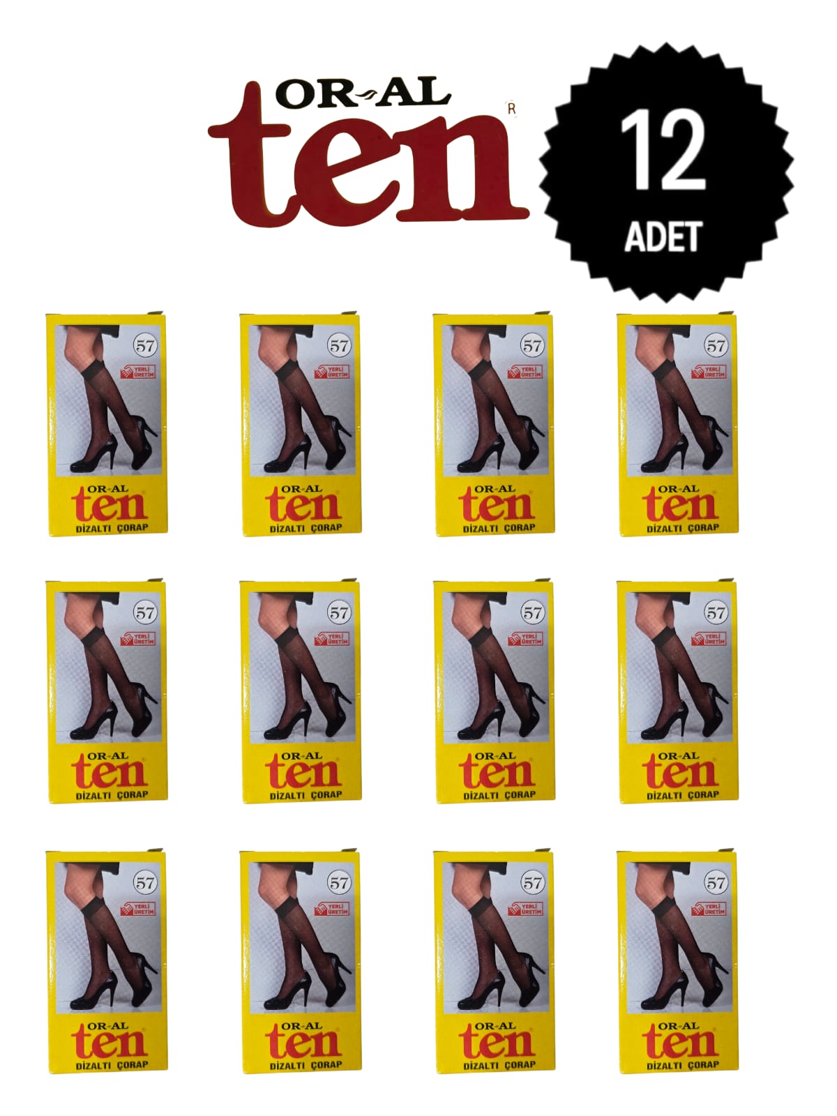 Oral Ten Kadın 20 Denye İnce Dizaltı Çorap 57 Ten Rengi 12'li Paket