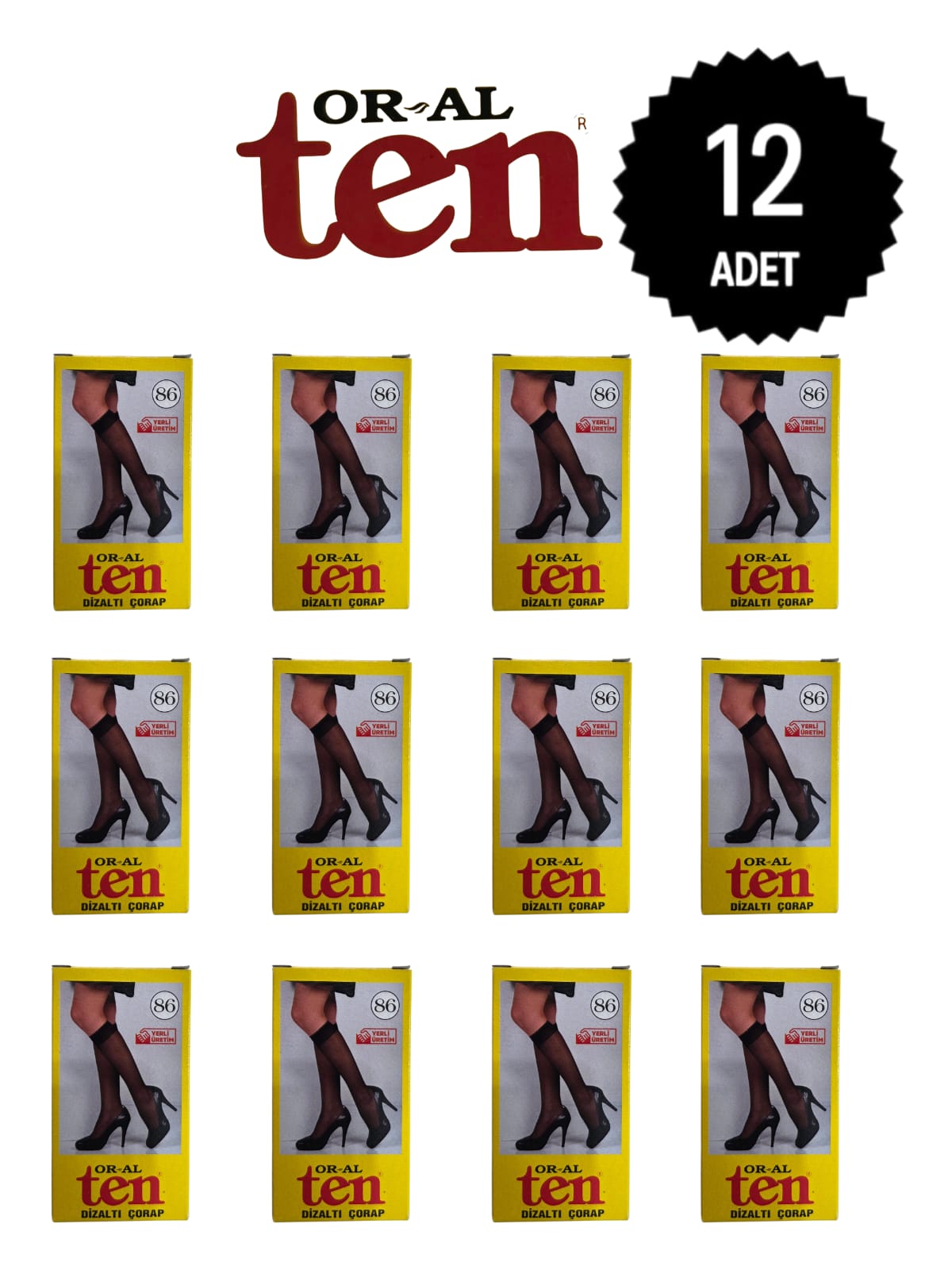 Oral Ten Kadın 20 Denye İnce Dizaltı Çorap 86 Vizon Rengi 12'li Paket