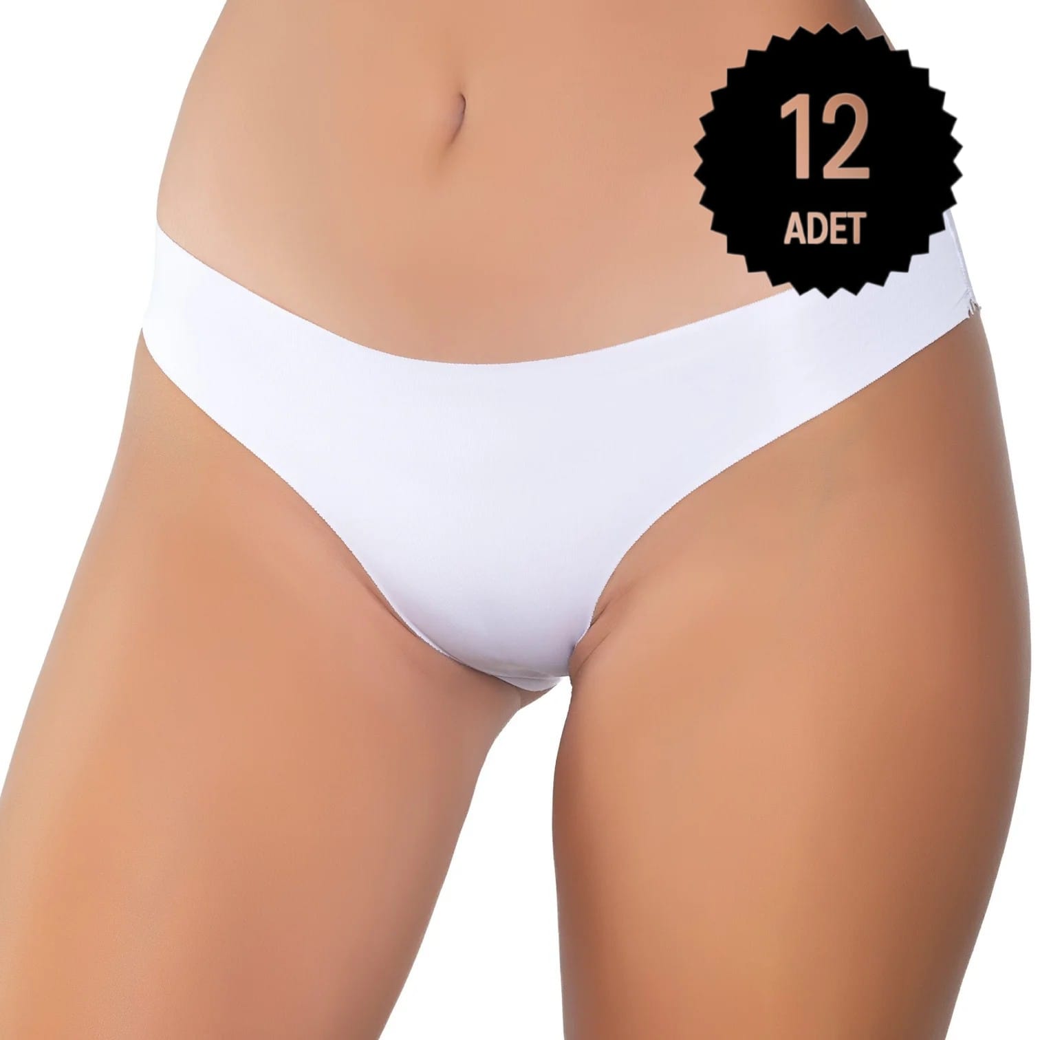 Gümüş 3075 Kadın Lazer Kesim Standart Beden Görünmez Bikini 12'li Paket