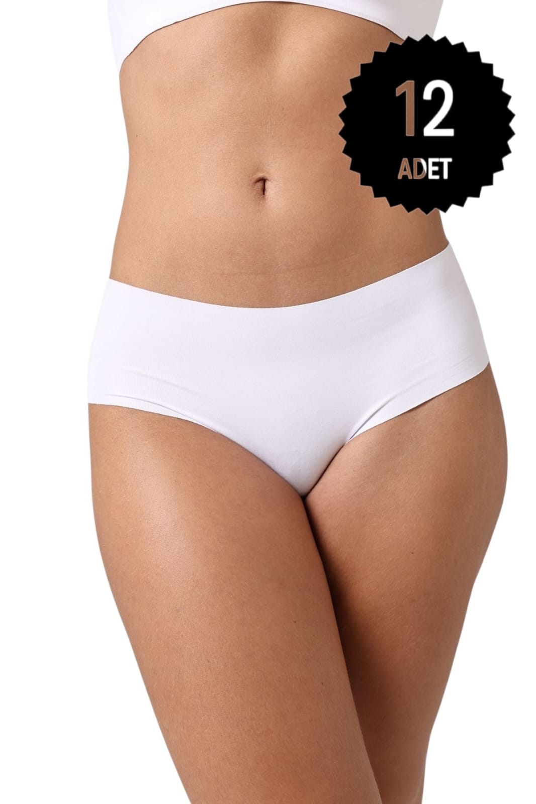 Gümüş 3076 Kadın Lazer Kesim Dikişsiz Görünmez Bato Külot 12'li Paket