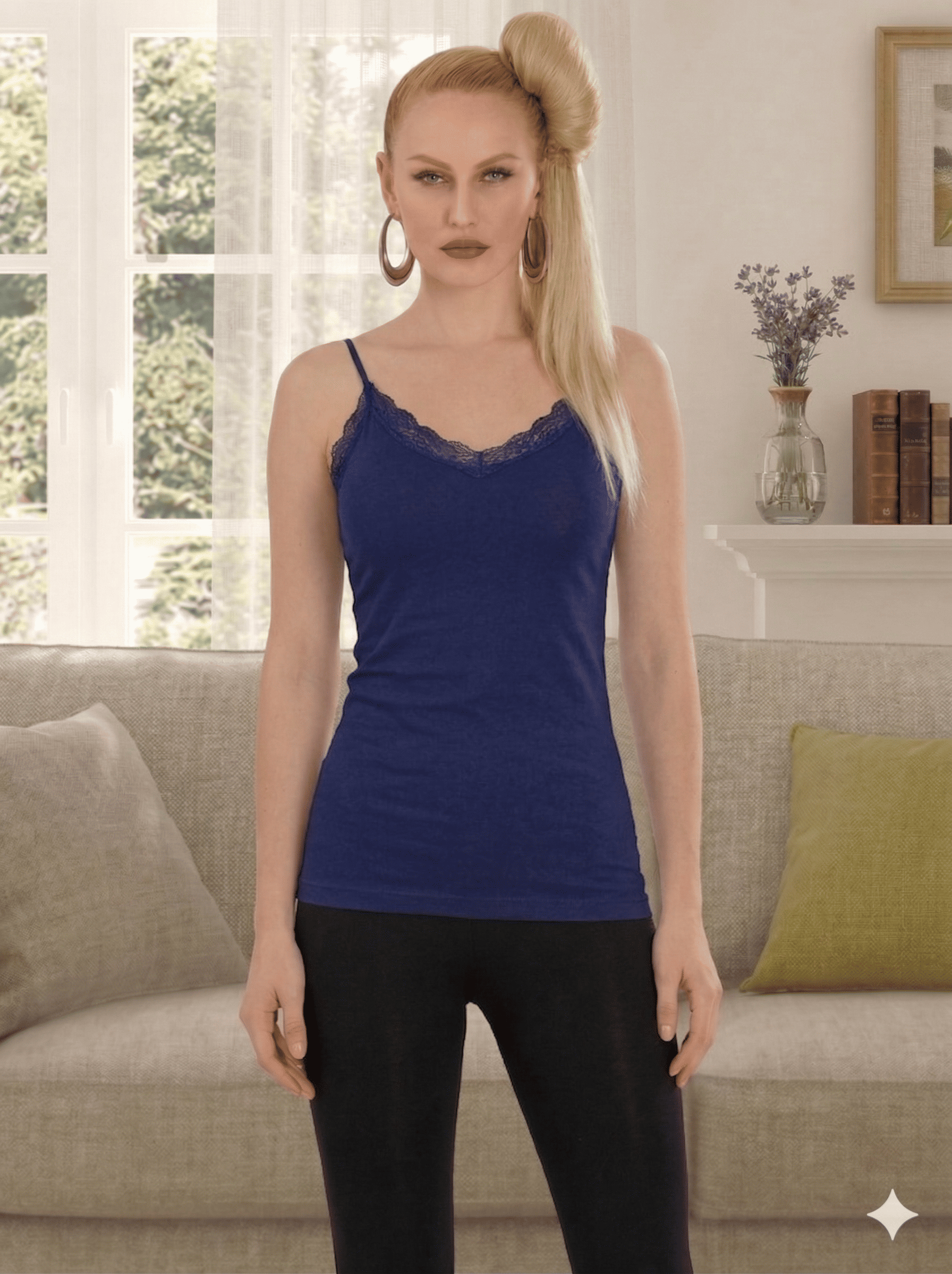 Sıla Sella 325 Kadın Viskon İp Askılı Önü Dantelli Atlet 3'lü Paket