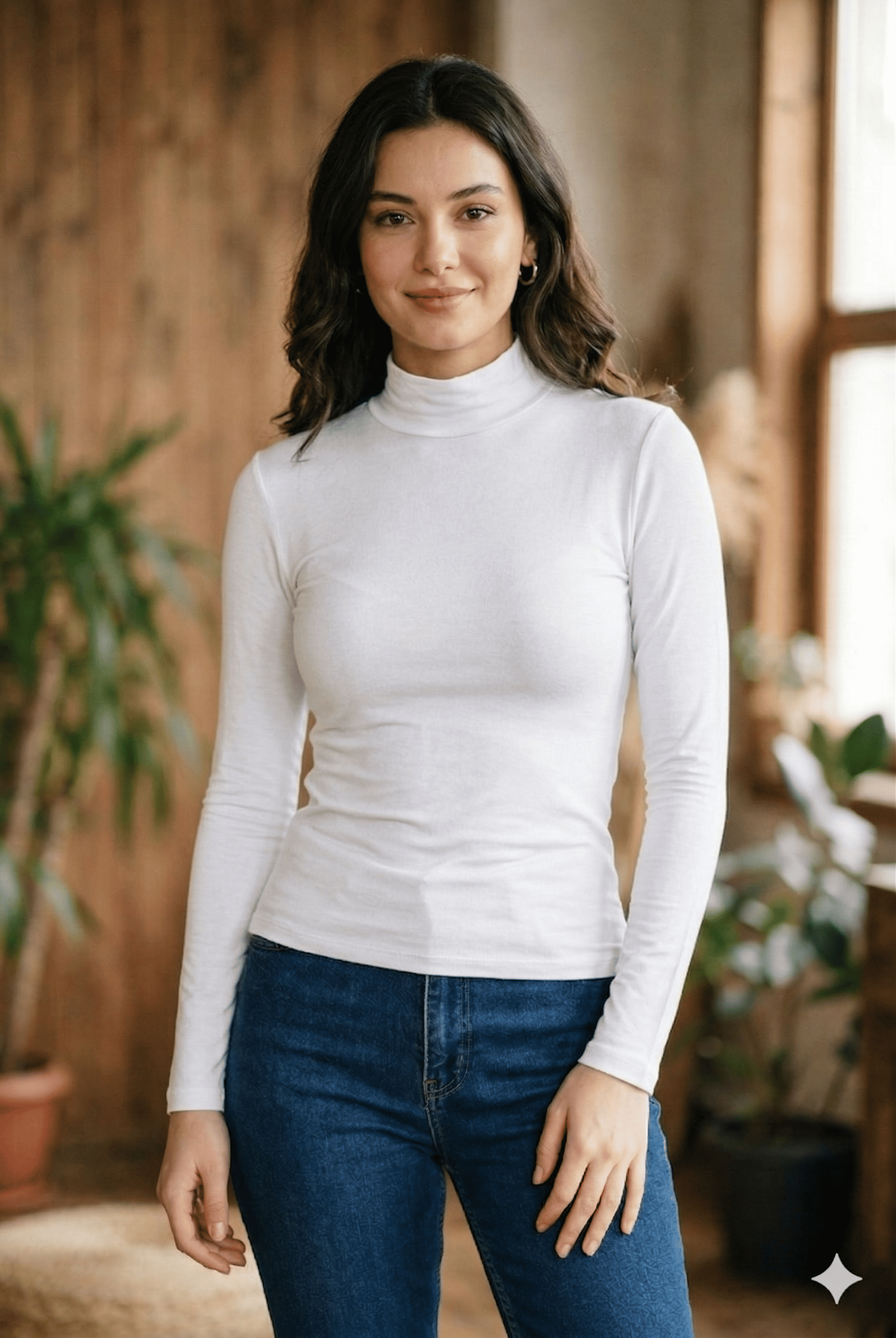 Ece Kadın Balıkçı Yaka Uzun Kol Viskon Badi