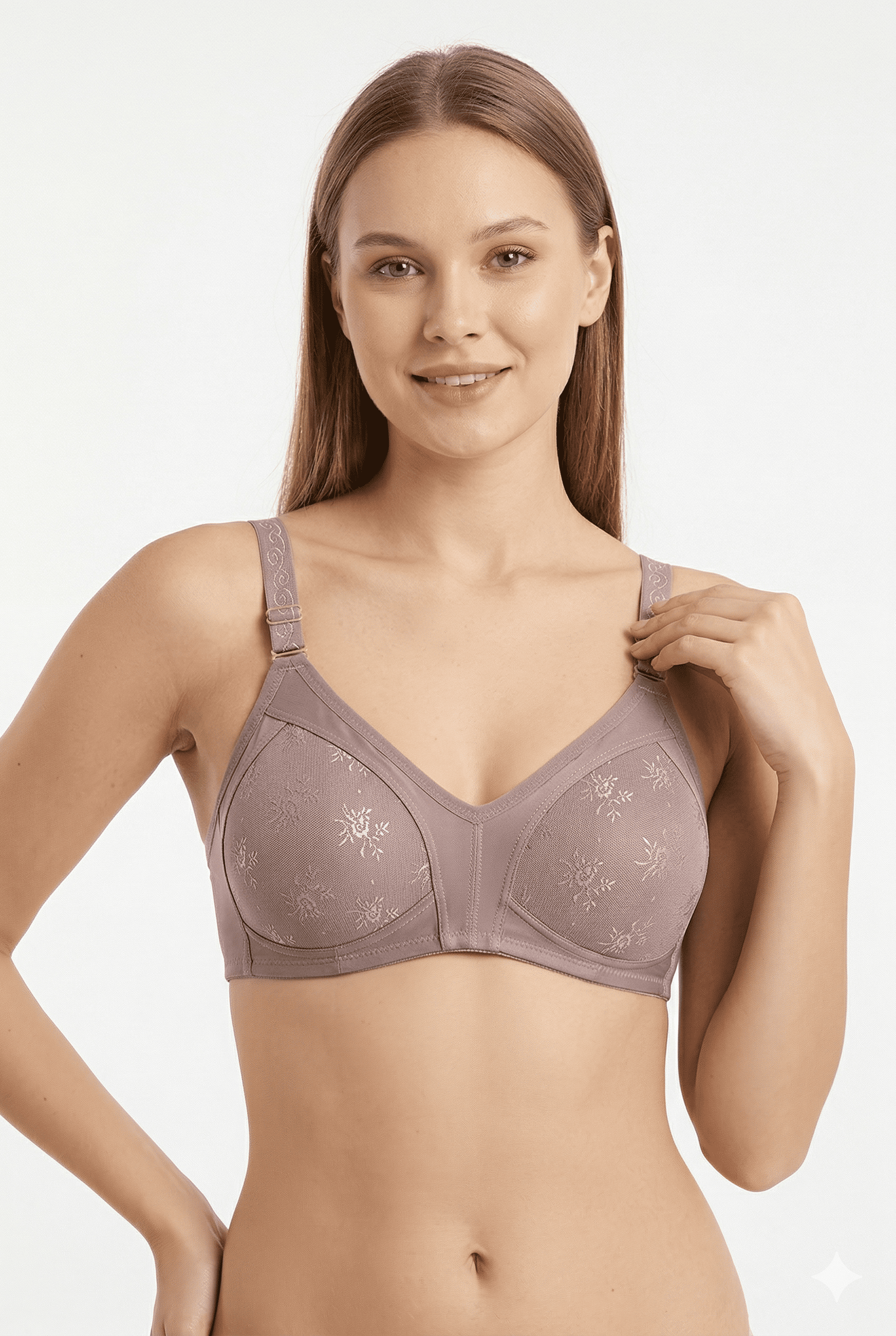 Liza 303 Balensiz Dantelli Toparlayıcı Minimizer Sütyen Açık Kahve