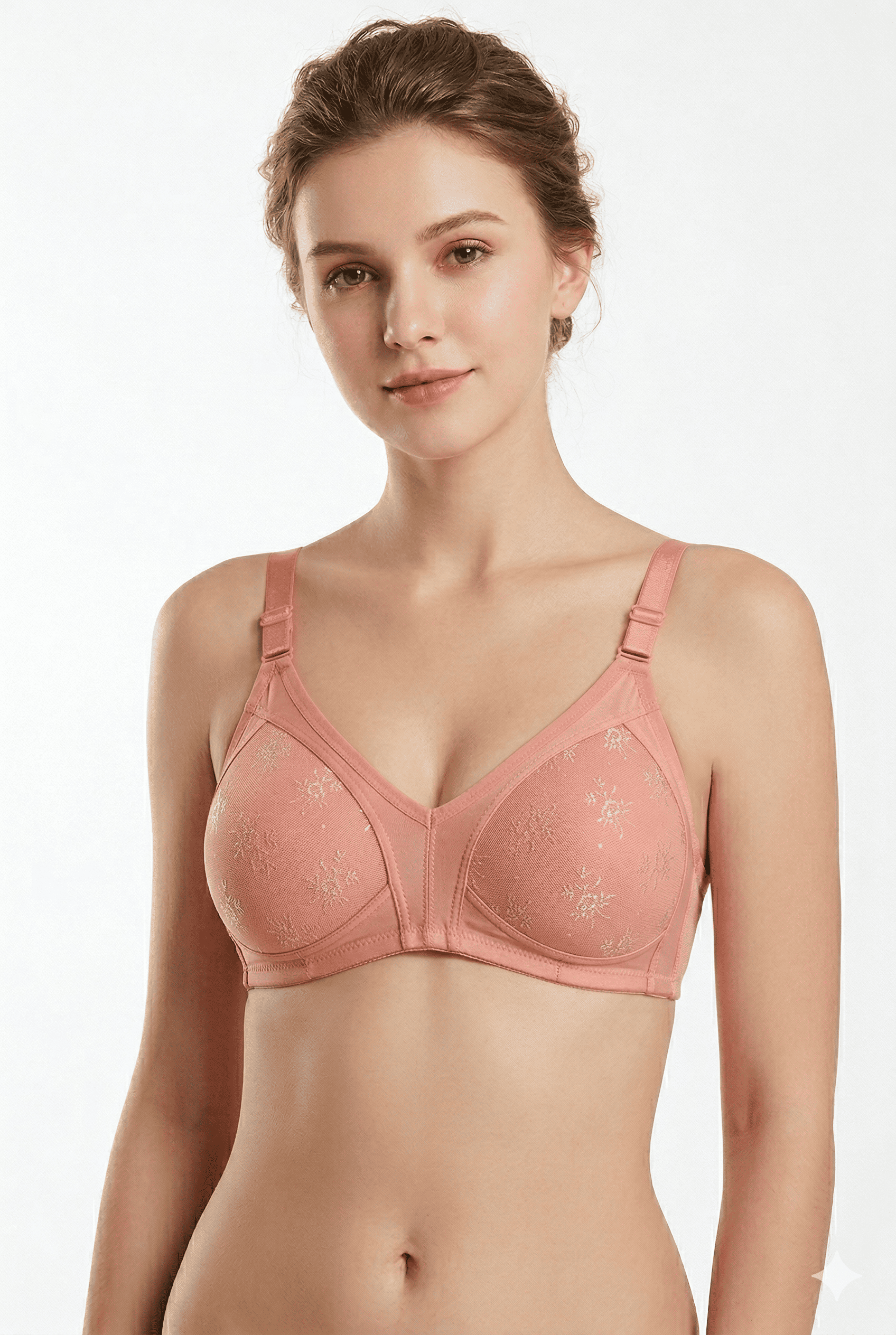 Liza 303 Balensiz Dantelli Toparlayıcı Minimizer Sütyen Açık Somon