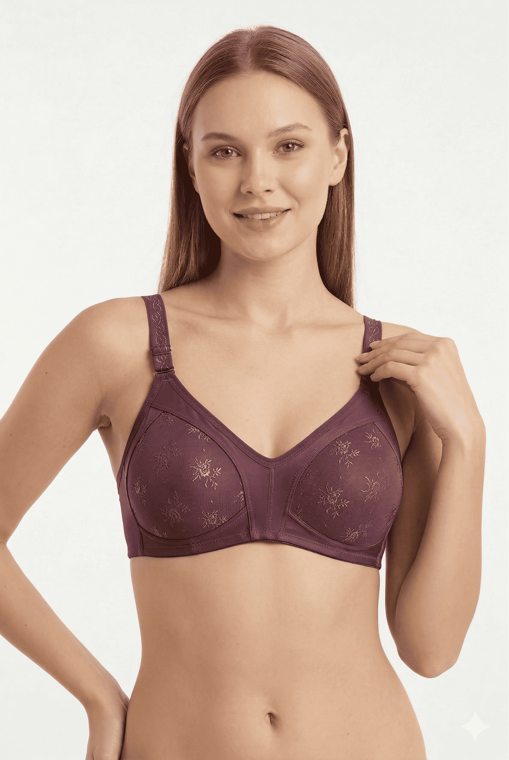 Liza 303 Balensiz Dantelli Toparlayıcı Minimizer Sütyen Mürdüm