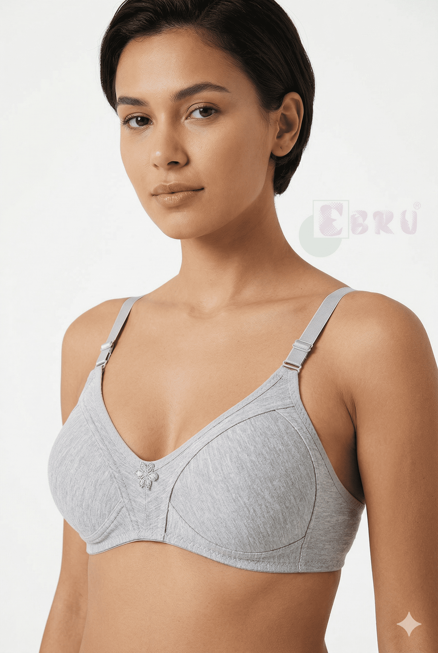Ebru Kadın Pamuklu Penye Toparlayıcı Sütyen Gri