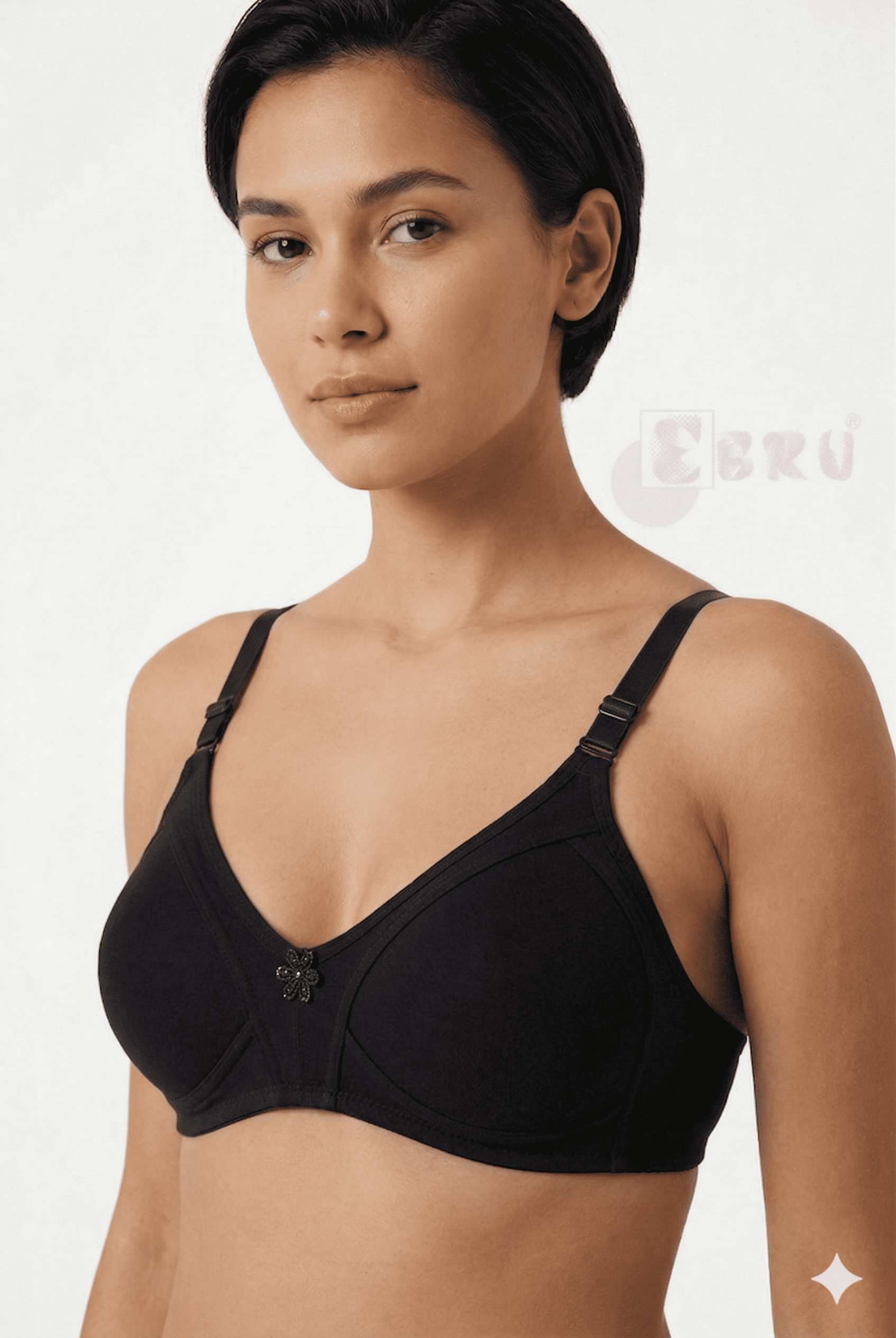 Ebru Kadın Pamuklu Penye Toparlayıcı Sütyen Siyah