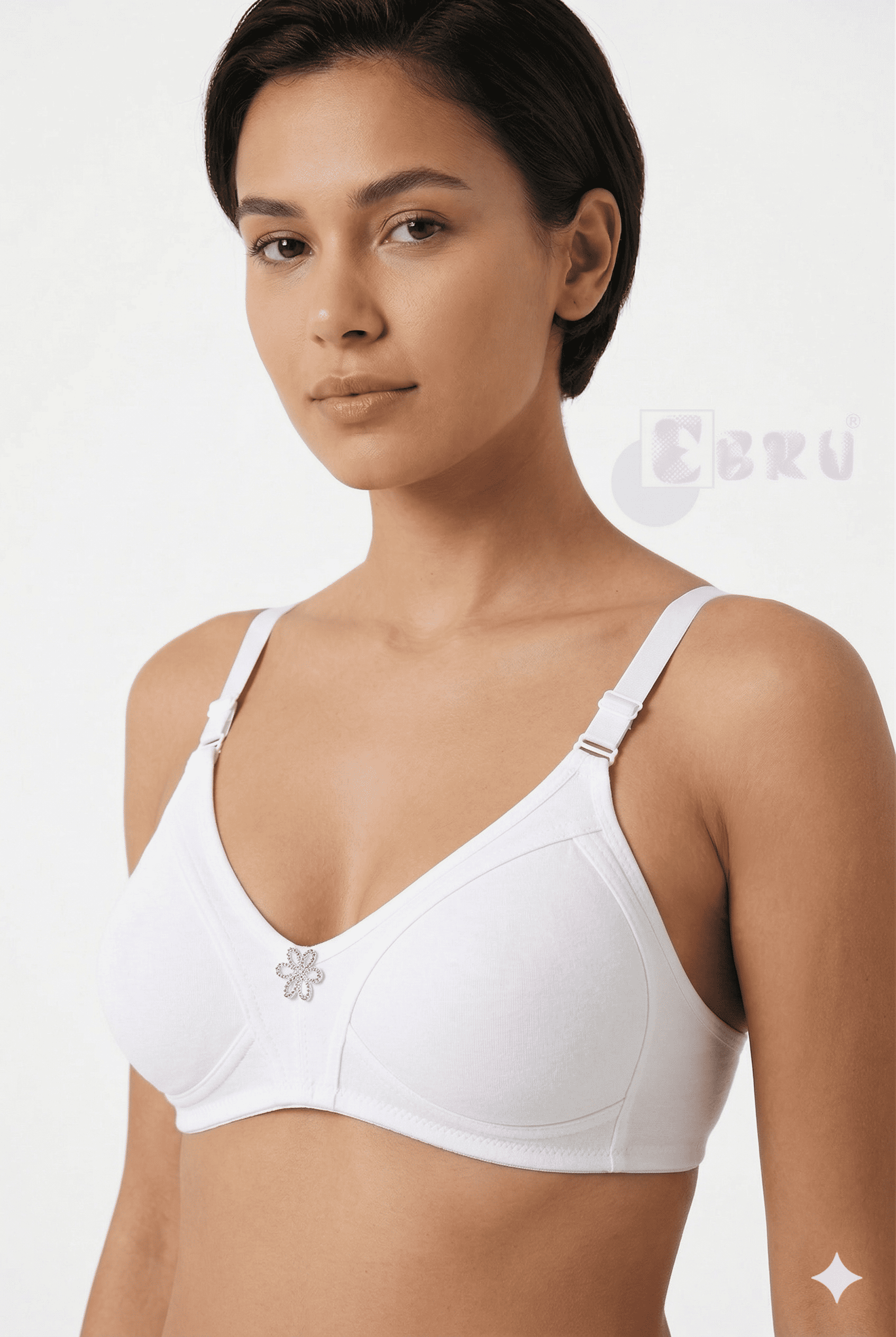 Ebru Kadın Pamuklu Penye Toparlayıcı Sütyen Beyaz