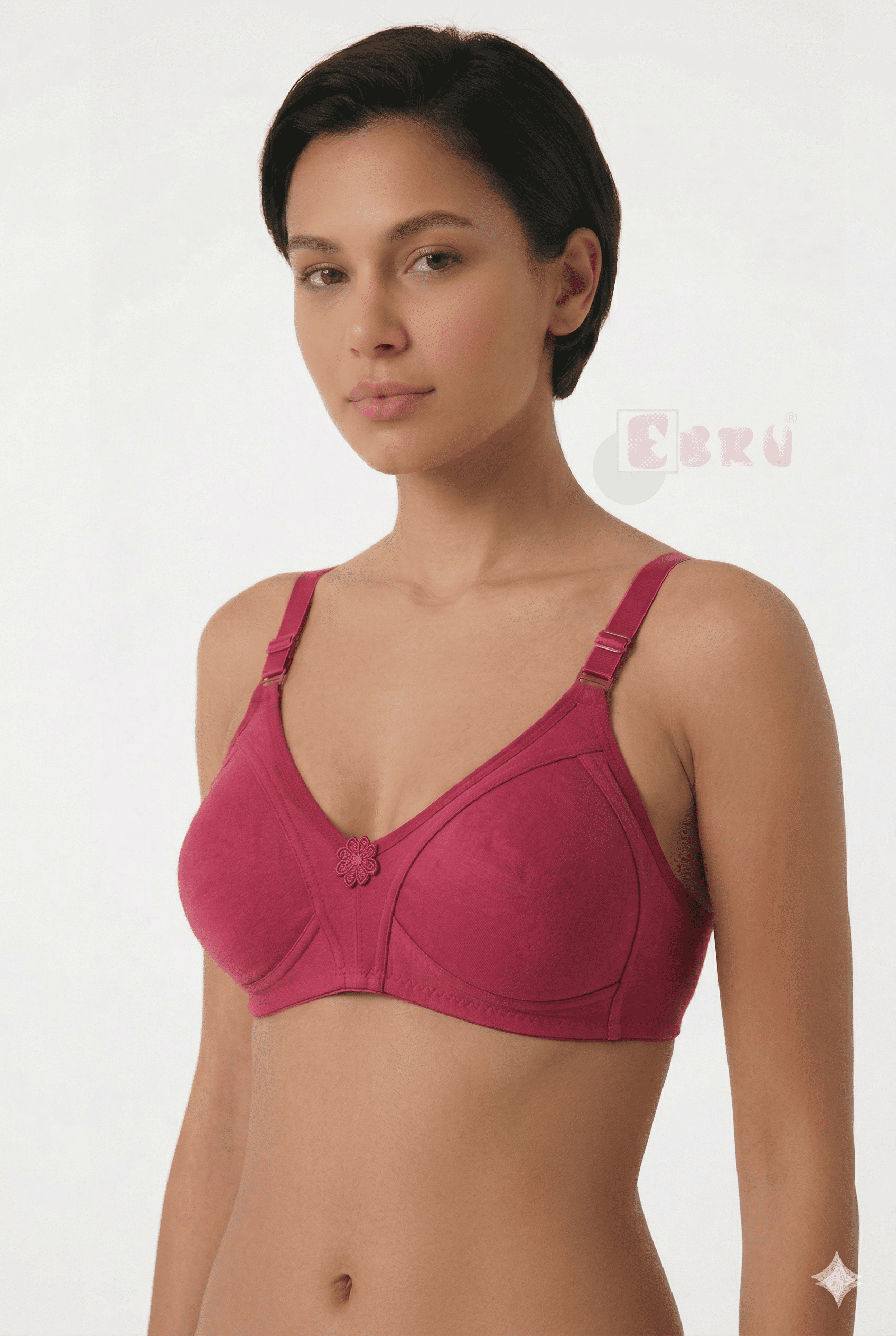 Ebru Kadın Pamuklu Penye Toparlayıcı Sütyen Bordo