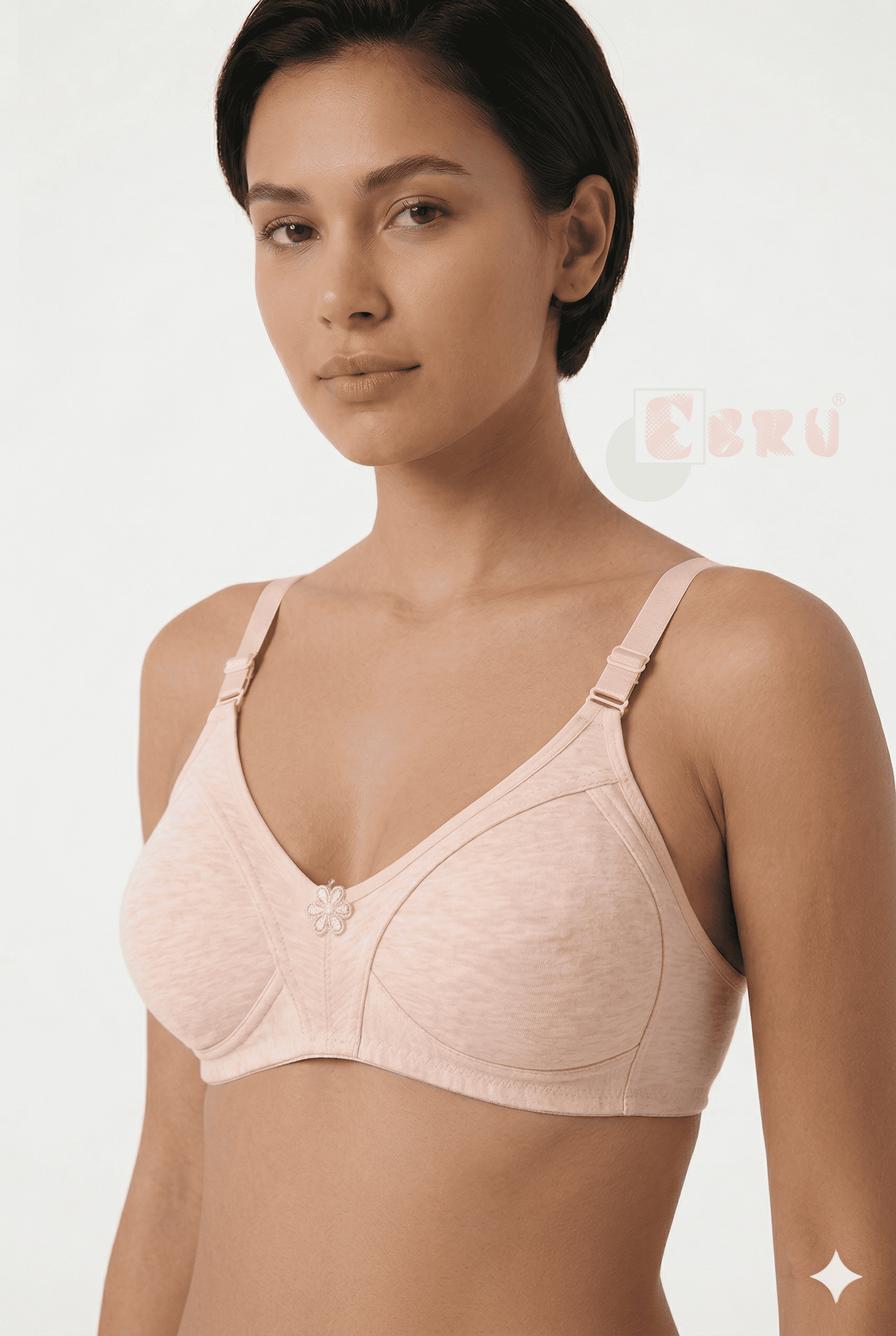 Ebru Kadın Pamuklu Penye Toparlayıcı Sütyen Melanj Pembe