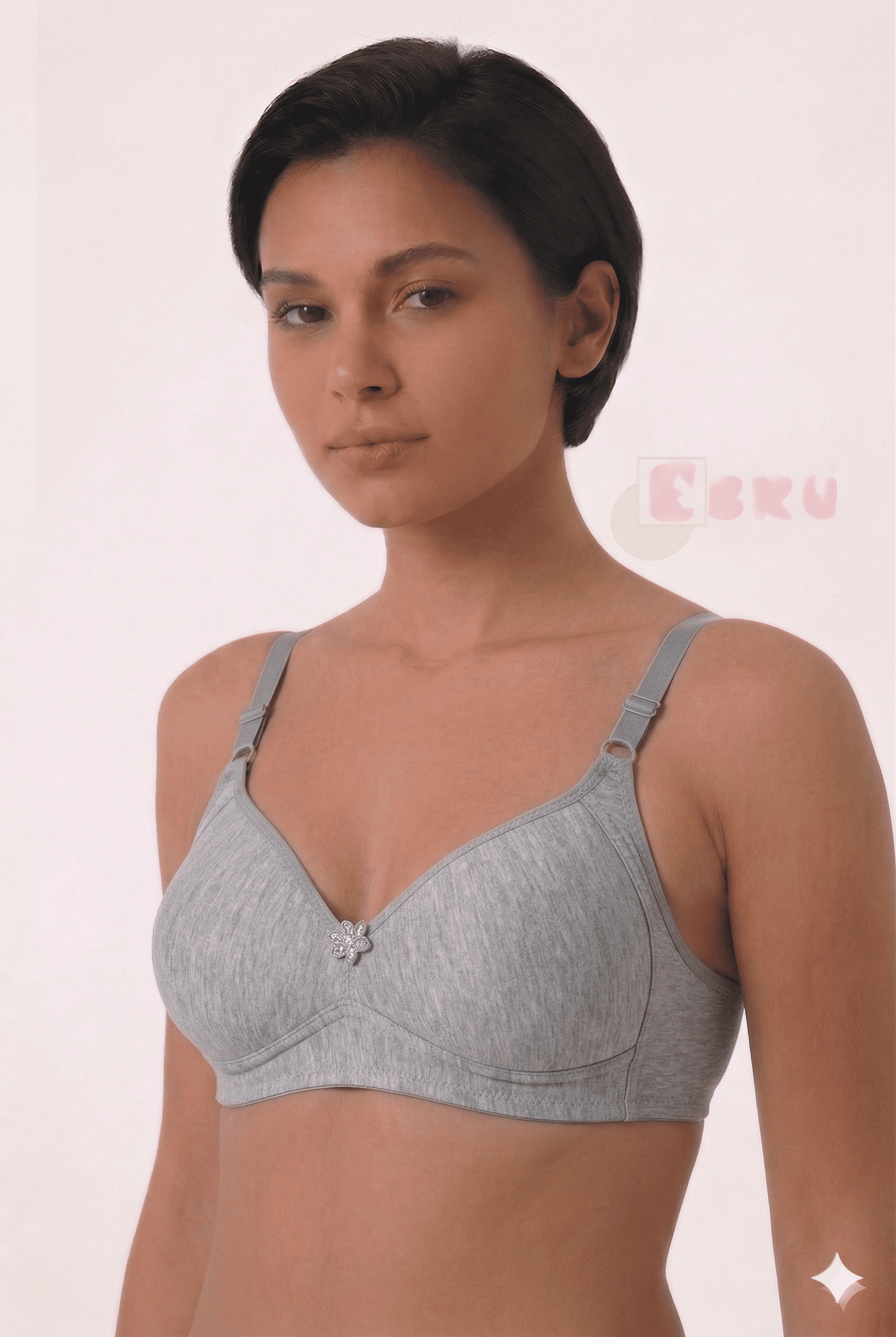 Ebru Kadın Silikonlu Toparlayıcı Sütyen Gri