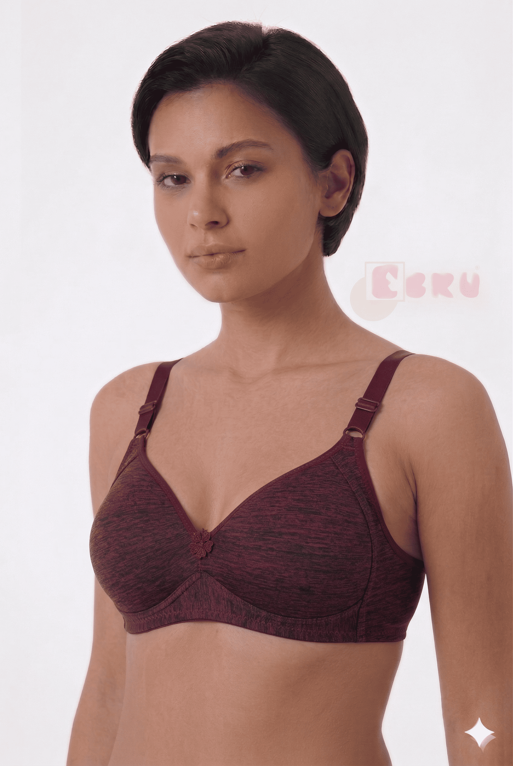 Ebru Kadın Silikonlu Toparlayıcı Sütyen Melanj Bordo