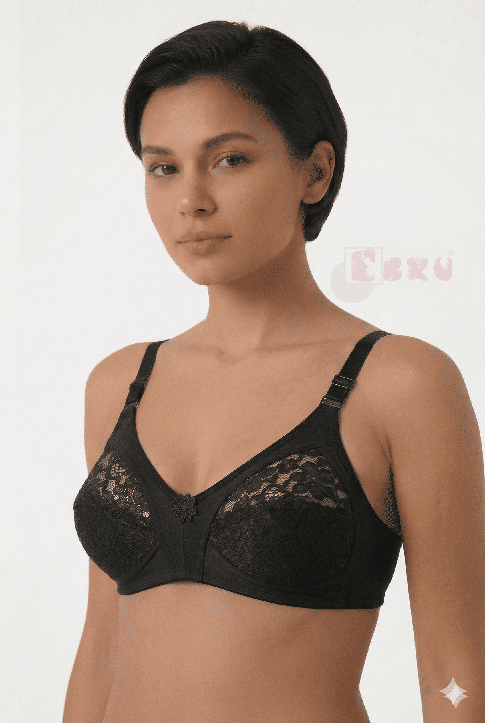Ebru Kadın Telsiz Dantelli Toparlayıcı Sütyen Siyah