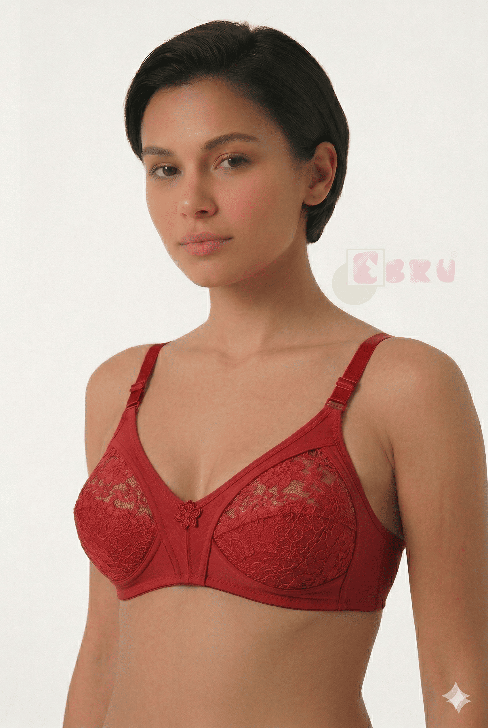 Ebru Kadın Telsiz Dantelli Toparlayıcı Sütyen Bordo