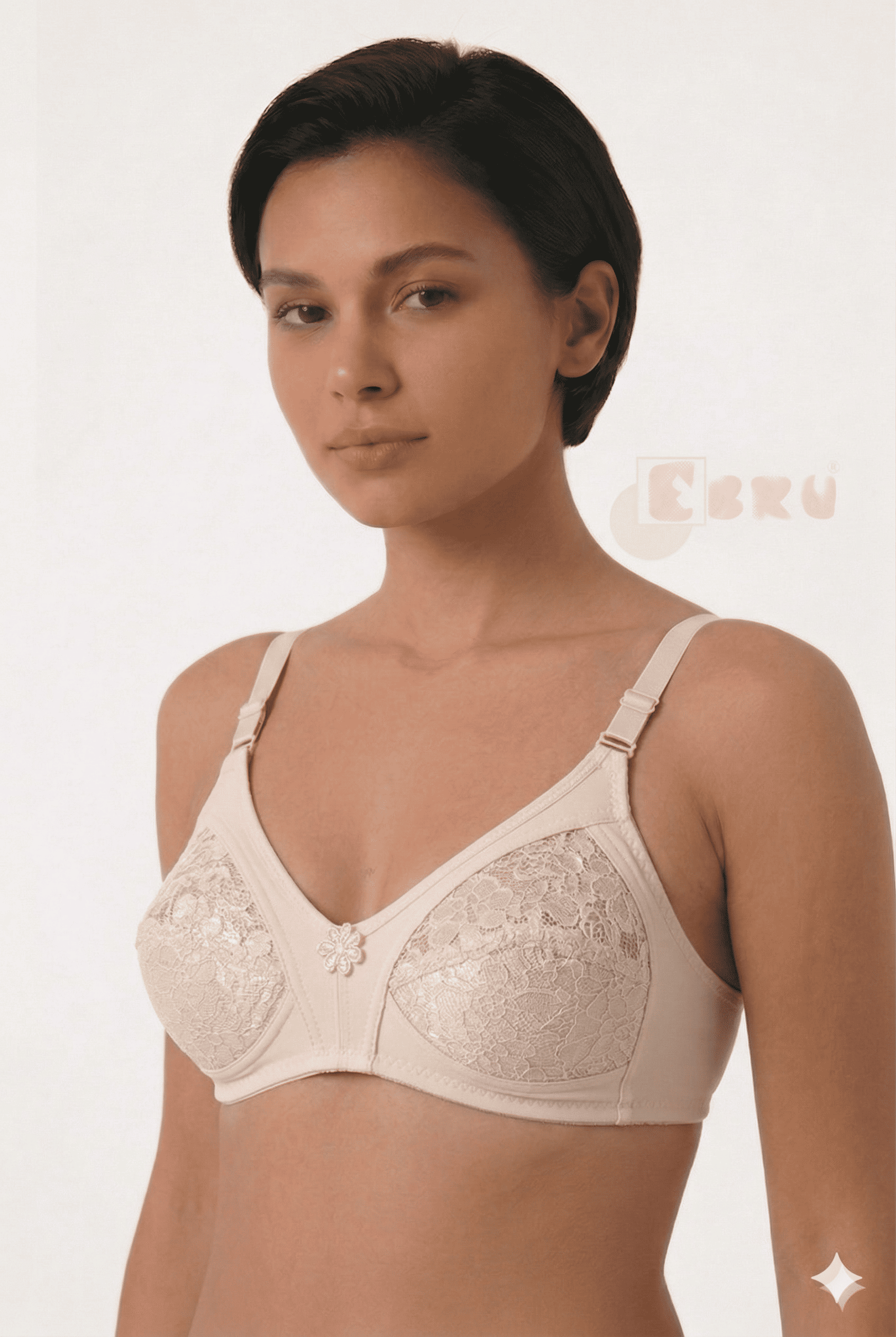 Ebru Kadın Telsiz Dantelli Toparlayıcı Sütyen Ten Rengi